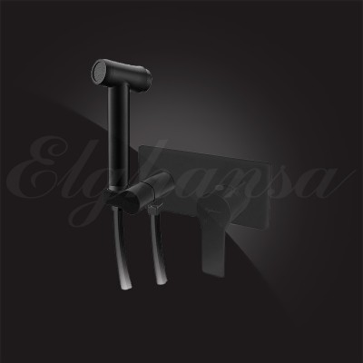 Смеситель  для скрытого монтажа Elghansa с гигиенич. набором 15Q0943-Black (set-84)